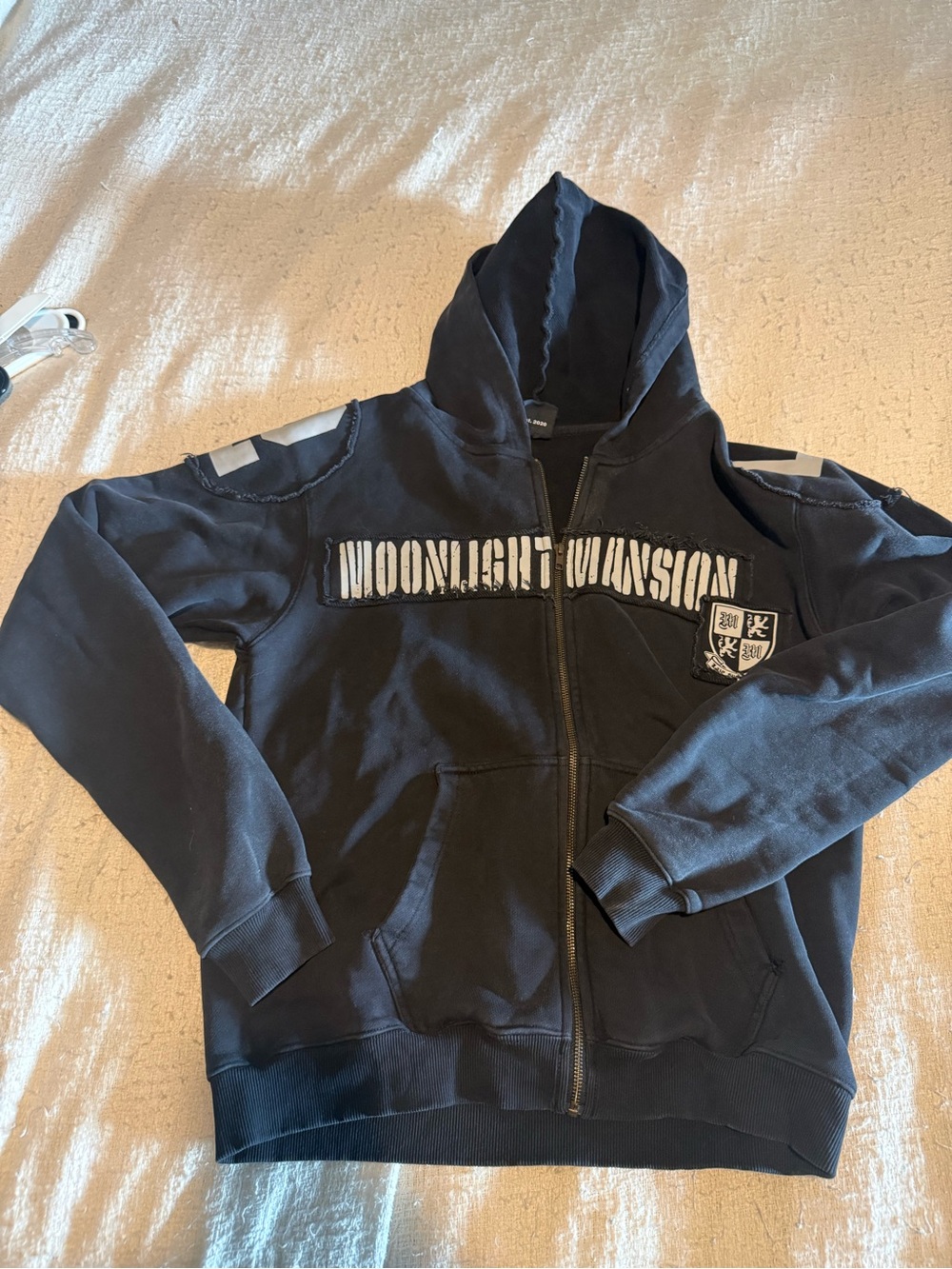 Black Zip Hoodie with Crest